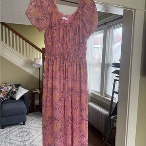 LC Lauren Conrad Pink Floral Midi Dress